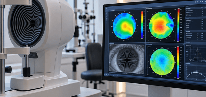 Mapas de topografia da córnea usados na avaliação para cirurgia refrativa